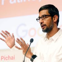Sundar PICHAI, directeur général de Google, prononce un discours devant les étudiants de Sciences Po à Paris.
02.2026 (Photo de Chesnot/Getty Images)